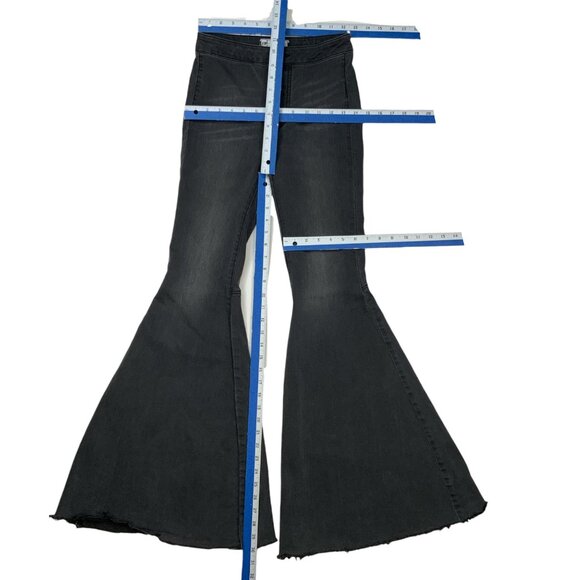 Free People Just Float On Flare Jeans 25 Wash Black Charcoal High Rise - Picture 6 of 13